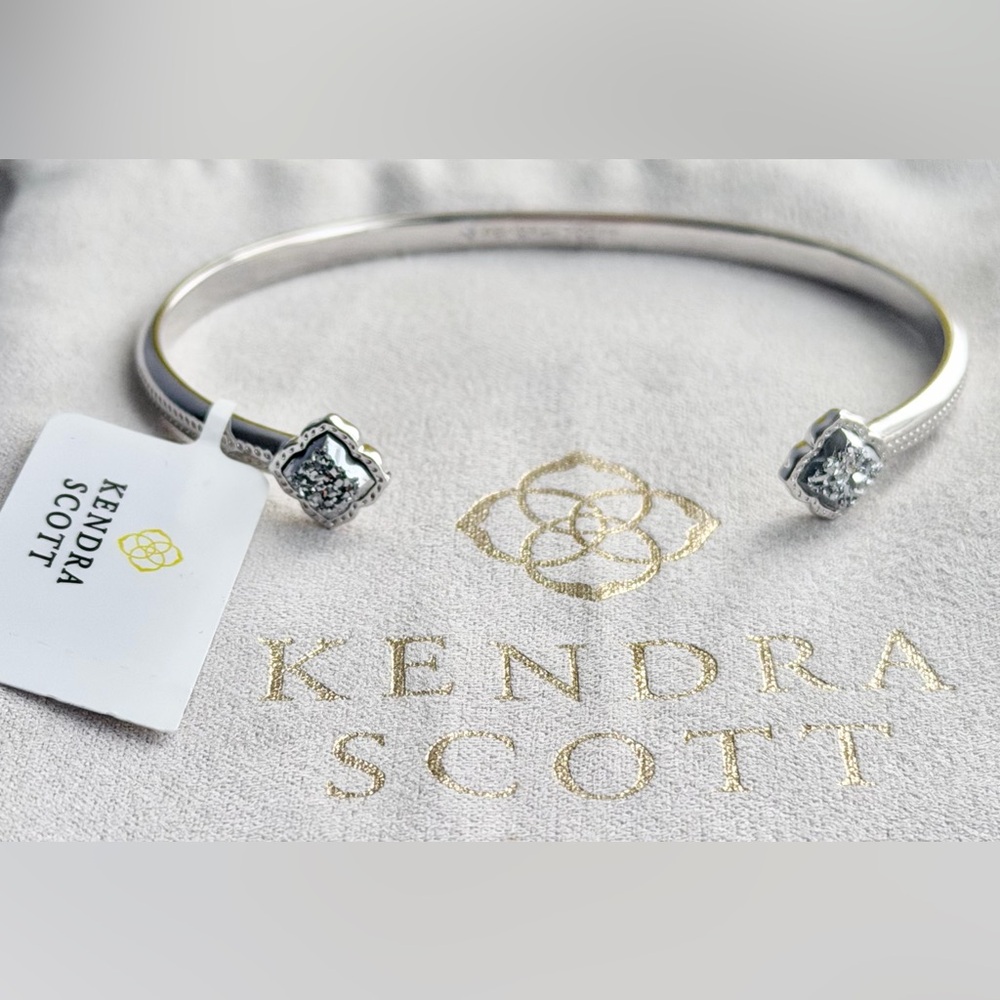NWT Kendra Scott Mallory Silver Cuff Bracelet in Platinum Drusy